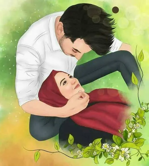 Hijab Cartoon Couple pic