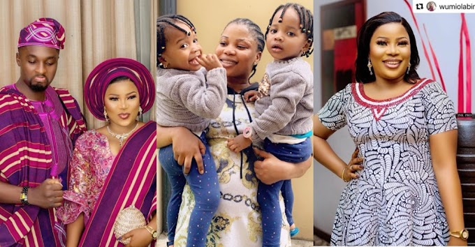 God Will Bless You With Fruit Of The Womb, Reactions As Yoruba Actress Seyi Edun Celebrates Children’s Day With Twins (photo)