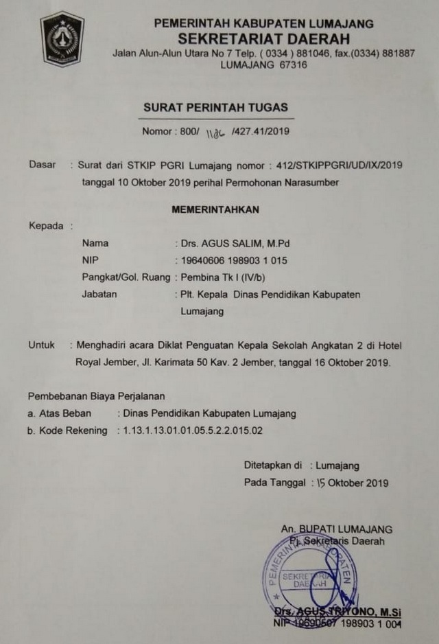 Surat Tugas Dinas Pengertian Fungsi Karakteristik Format Dan Contohnya Pengadaan Eprocurement