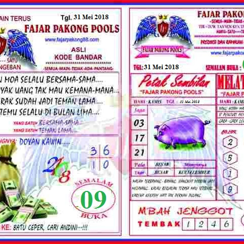 Kode Syair Fajar Pakong 01 Juni 2018