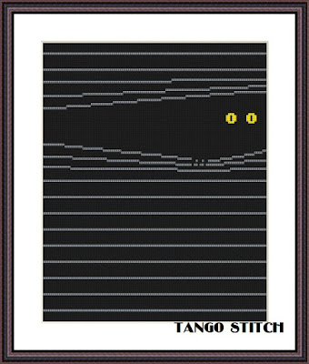 Yellow eyes cute animals minimalist cross stitch pattern - Tango Stitch