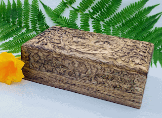 image of Hand Carved Tree of Life Wooden Keepsake Box