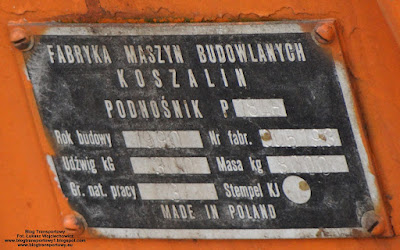 Star 200, podnośnik, Bumar - Koszalin, P184H, tabliczka znamionowa