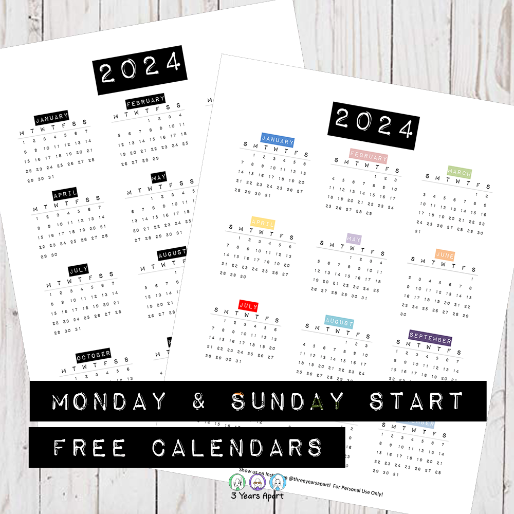 2024 Calendar Free Printable  Bullet Journal and Planner Free