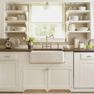 Open shelving in the kitchen