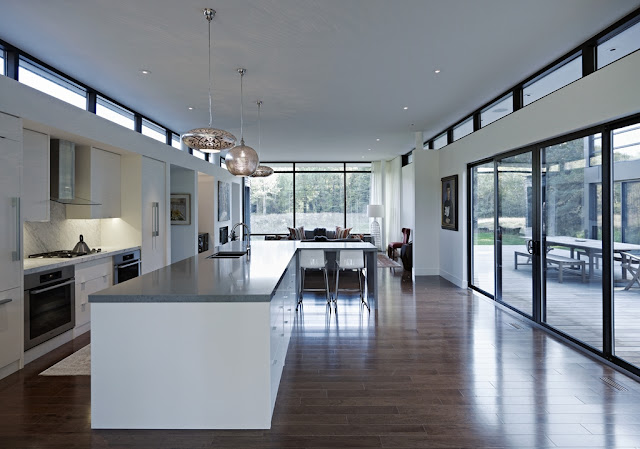 Picture of modern kitchen inside of the modern sustainable home in Ontario