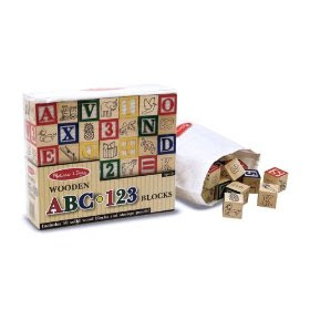 Pre-kindergarten toys - Melissa & Doug Deluxe 50-piece Wooden ABC/123 Blocks Set