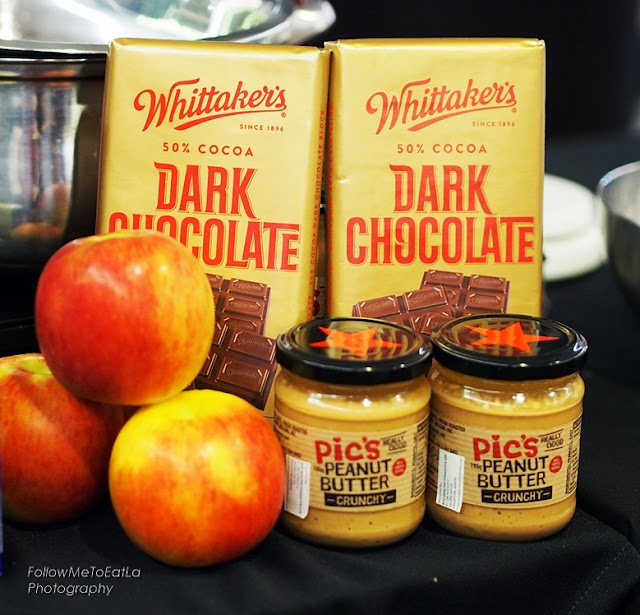 New Zealand apples, Pic's Peanut Butter and Whittaker's Dark Ghana Chocolates  