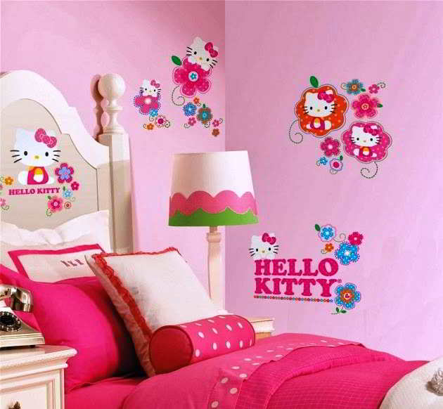 23 desain  wallpaper kamar  hello  kitty  sederhana  anak 