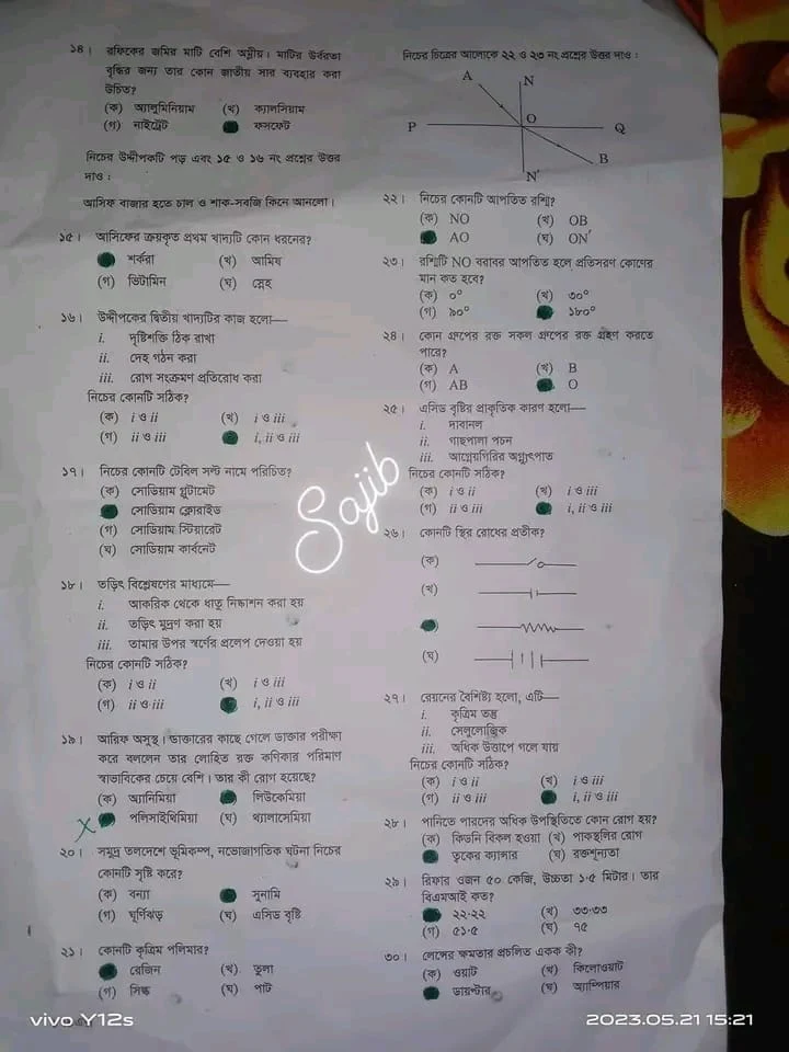 এসএসসি যশোর বোর্ড বিজ্ঞান বহুনির্বাচনি (MCQ) উত্তরমালা সমাধান ২০২৪, SSC Jessore Board science MCQ Question & Answer 2024, এসএসসি বিজ্ঞান যশোর বোর্ড এমসিকিউ সমাধান ২০২৪