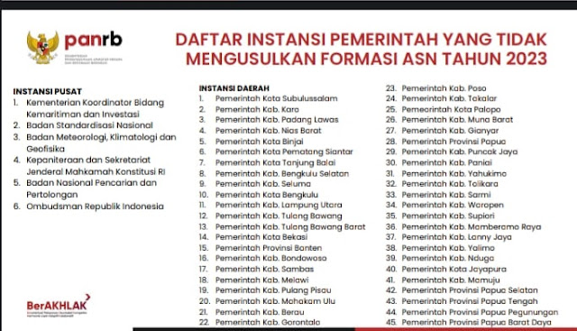 Cek! Ini 6 Instansi Pusat dan 45 Pemda yang Tak Usulkan Formasi CPNS dan PPPK 2023