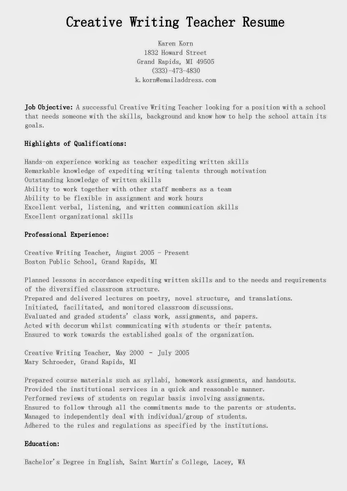 templates for resume writing