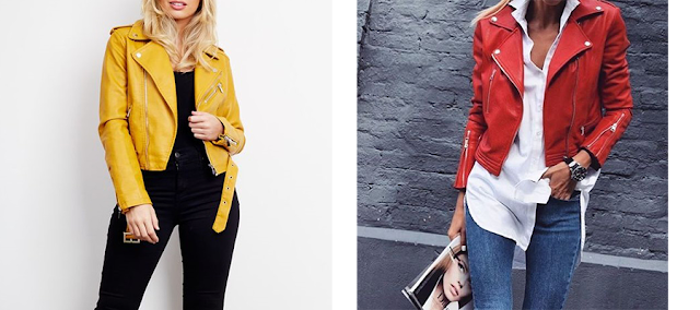 Amarillo vs rojo chaquetas cuero