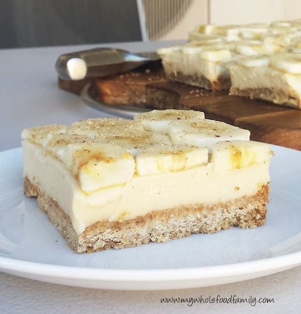 Banana custard slice - gluten, dairy and refined sugar free - www.mywholefoodfamily.com