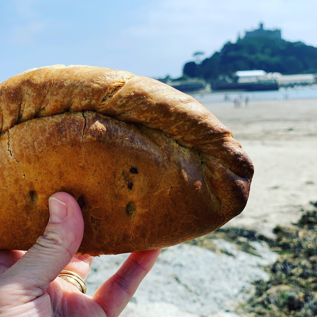 Cornish Pasty with St Michael's Mount in background