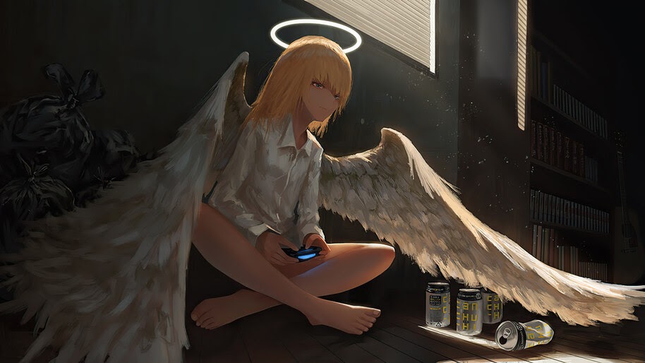 Angel, Gamer, Anime, Girl, Wings, Halo, 4K, #4.3114 Wallpaper