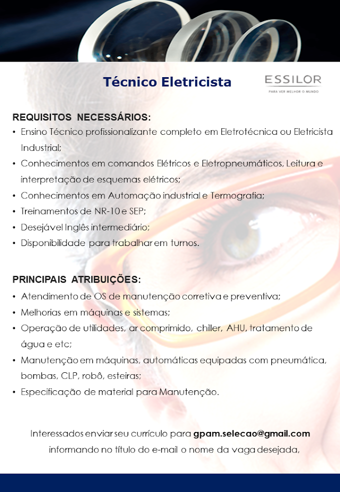 🔰🔰 Mecânico de Autos/Vendedor/Auxiliar de Produção/Inspetor de Qualidade/Técnico Eletricista.