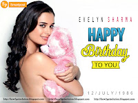 main tera hero sexy mom evelyn sharma image without bra with teddy bear [soft toy]