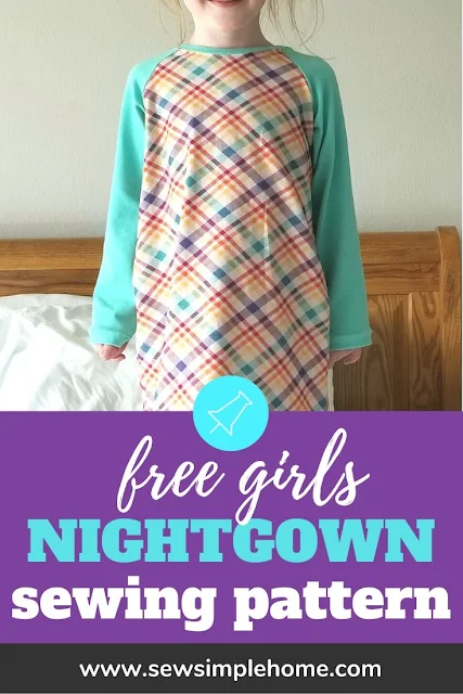 Simple and free girls nightgown pattern for ages 12 month to 12 years with full photo tutorial.