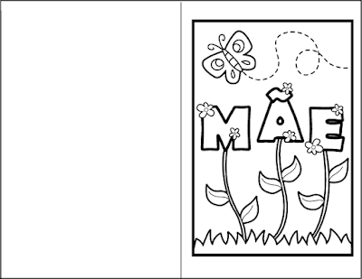 Postal Dia da Mãe - Desenhos para Colorir e Montar