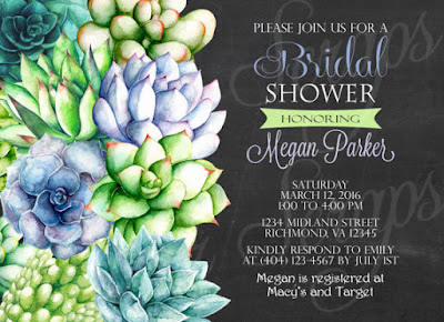 Watercolor Succulents - Rehearsal Dinner, Bridal, Couples, Baby Shower, Engagement Party Invitation - Bohemian Rustic Digital DIY anniversary birthday party 5x7 outline green lime turquoise aqua blue purple lavender pink orange red salmon leaves leaf plant plants cactus cacti unique shabby chic artist artistic paint hand painted chalkboard chalk typography text fonts black white bridesmaids luncheon