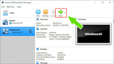 starting virtual machine Oracle VM VirtualBox Manager