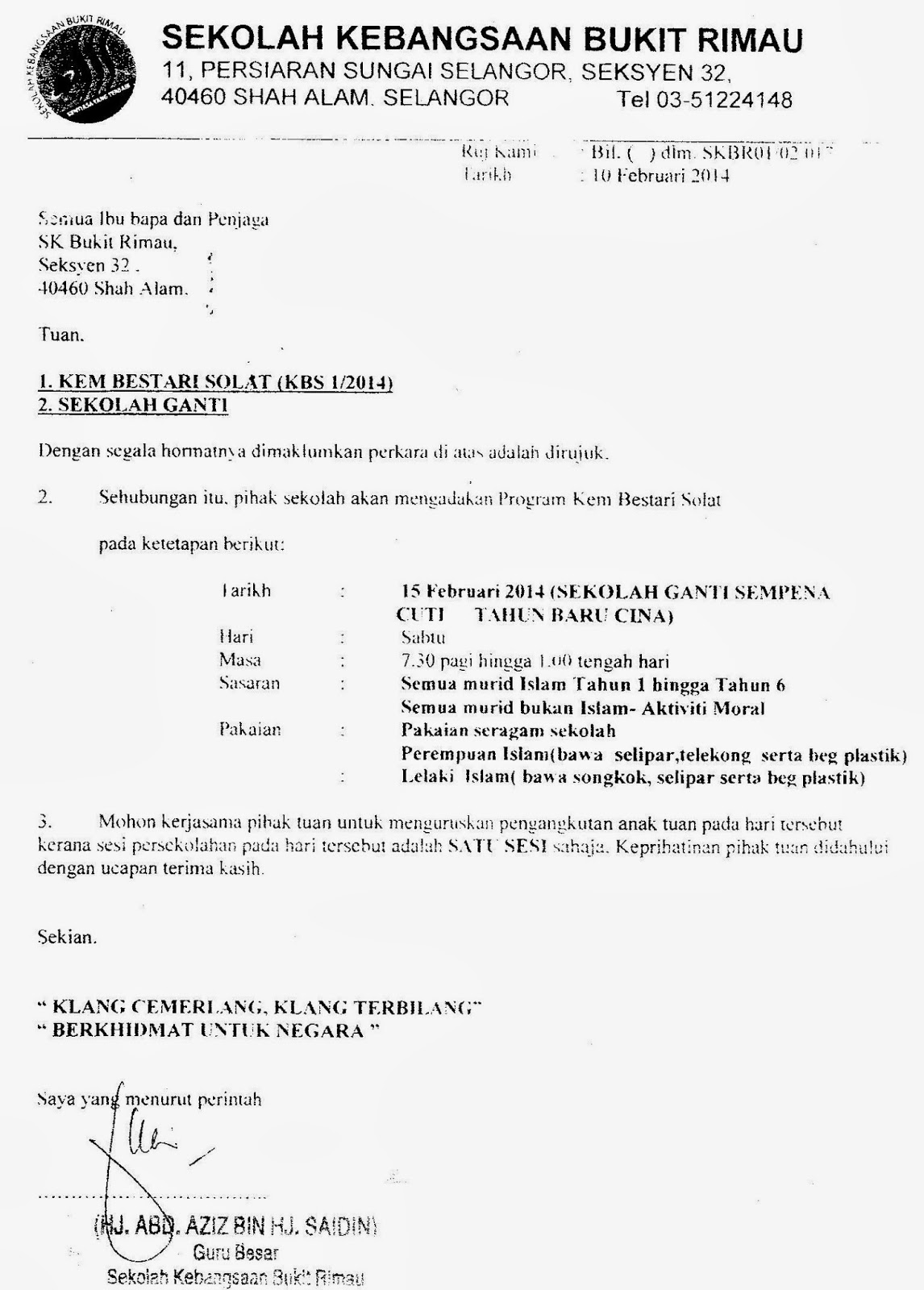Surat Permohonan Ke Sekolah Berasrama Penuh - Selangor w