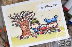 Sunny Studio Stamps: Fall Kiddos Happy Harvest Comic Strip Everyday Dies Hello Autumn Card by Juliana Michaels