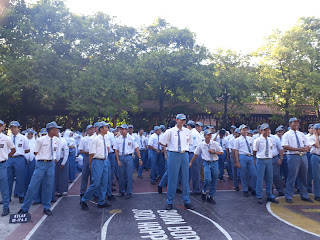 The first day of school is usually flag ceremony and continued by introduction.