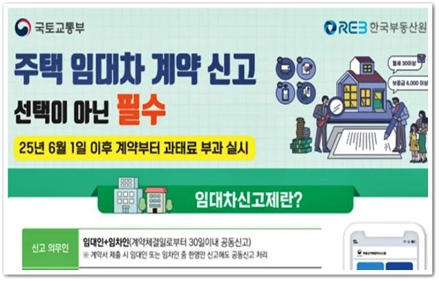 주택임대차계약시 신고하는 전월세신고제에 대한 국토교통부 자료 이미지