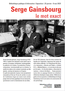 Exposition Serge Gainsbourg "Le Mot exact" @ Bpi Beaubourg, Paris, du 25 janvier au 08 Mai 2023