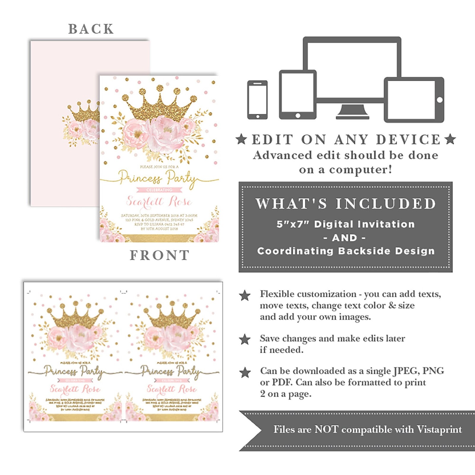 princess birthday invitation templates