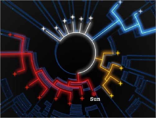 evolutionary-tree-of-near-by-stars-constructed-using-the-genetic-code-mega-and-17-different-chemical-elements-as-the-stellar-dna