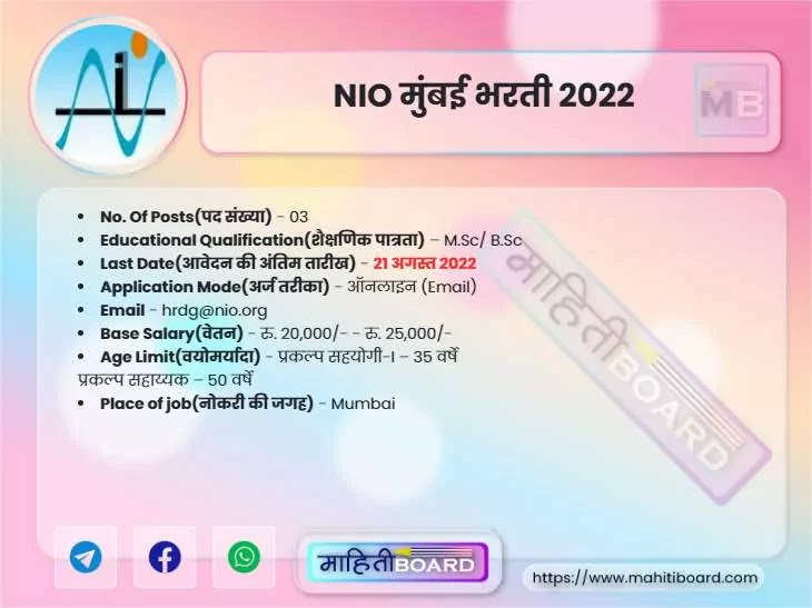 NIO Mumbai Bharti 2022