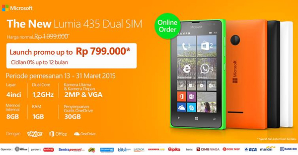 Wow, Harga Pre-Order Microsoft Lumia 435 DS Cuma Rp 799.000