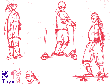 наброски любителей скейтеров и самокатчиков. Автор рисунка художник #iThyx