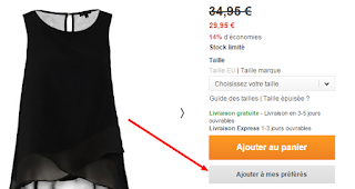 Zalando ajouter à mes préférés