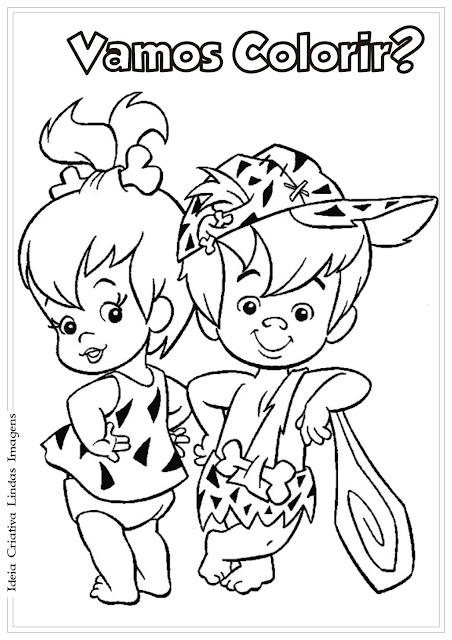 Os Flintstones Pedrita e Bambam para colorir