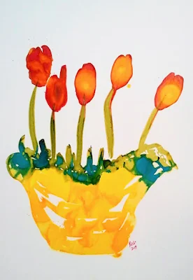 flowers in a Pot, Abstract Art by Miabo Enyadike