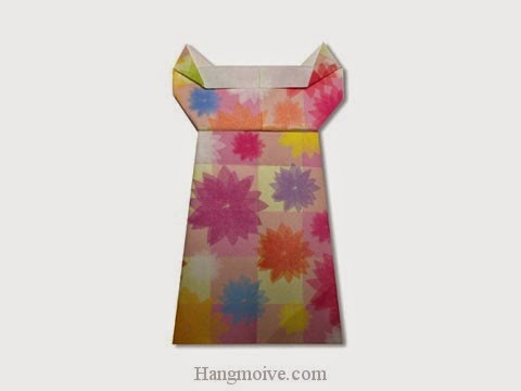 Cách gấp, xếp váy ngủ bằng giấy origami - Video hướng dẫn xếp hình quần áo - How to fold a One piece dress