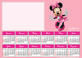 calendário minnie kit festa minnie rosa para imprimir grátis