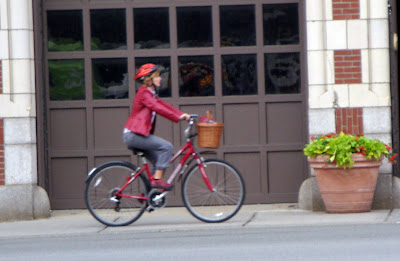 red bike lady cyclist