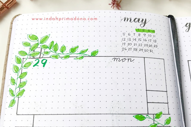 may 2019 bullet journal setup, bullet journal. bujo, journal setup, monthly log, weekly log, memories page, journal layout, journal theme, bullet journal indonesia