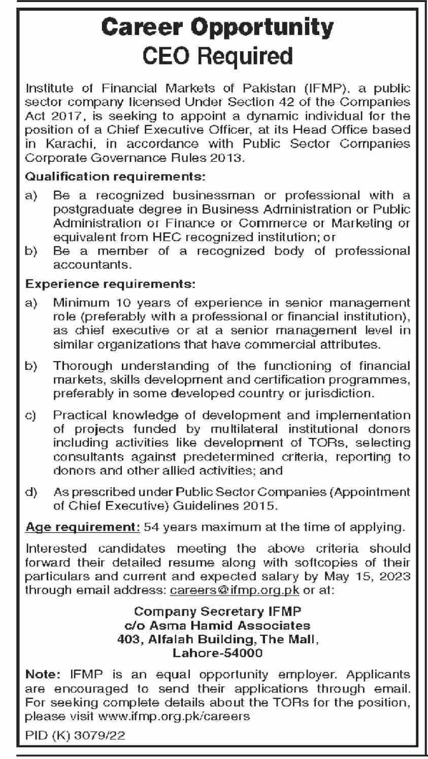 Jobs in Institute of Financial Markets of Pakistan