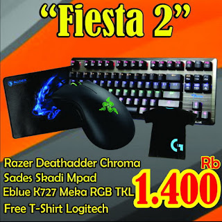 Razer Deathadder Chroma Mouse Sades Skadi Mousepad Eblue K727 Meka RGB TKL Keyboard Free T-Shirt Logitech