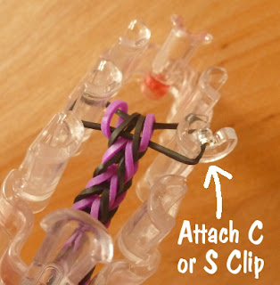 Attaching a C shaped clip to the end of the bracelet