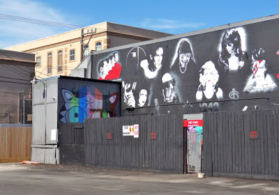 Numbers Club Mural in Montrose with faces of musicians in black and white 