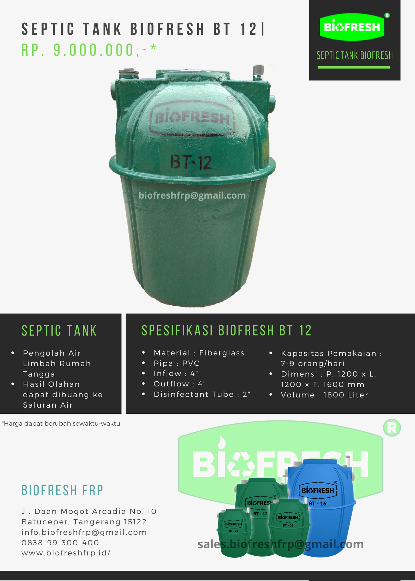 Price List Biofresh BT 12