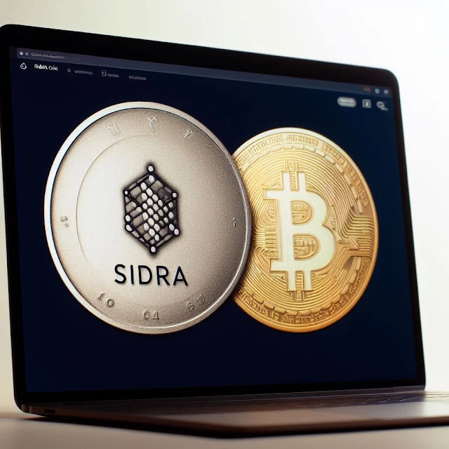 A stylized representation of the Sidra Coin logo embedded within a network of interconnected blockchain nodes, representing the token's decentralized nature and its role in facilitating seamless financial transactions. The image also incorporates futuristic elements, symbolizing Sidra Coin's potential to unlock a world of financial innovation and its ambition to reach a valuation of $1,000.