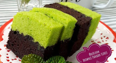 Resep dan cara membuat brownies kukus coklat pandan amanda